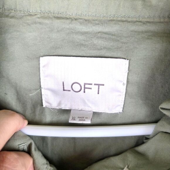 Women's LOFT Light Green Hooded Cotton Lightweight Jacket Size XL - Picture 11 of 11